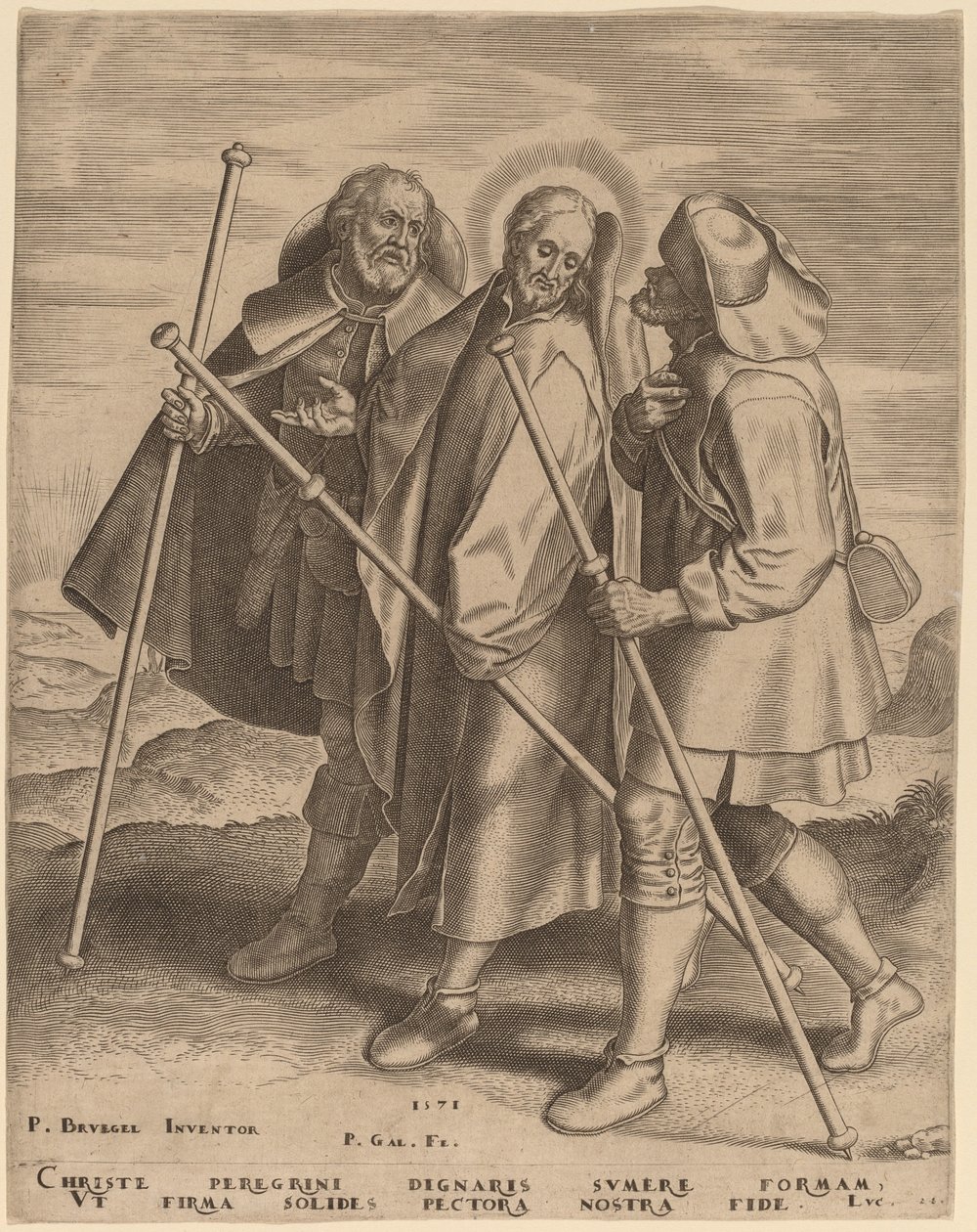 Cristo e seus discípulos a caminho de Emaús de Philip Galle after Pieter Bruegel the Elder