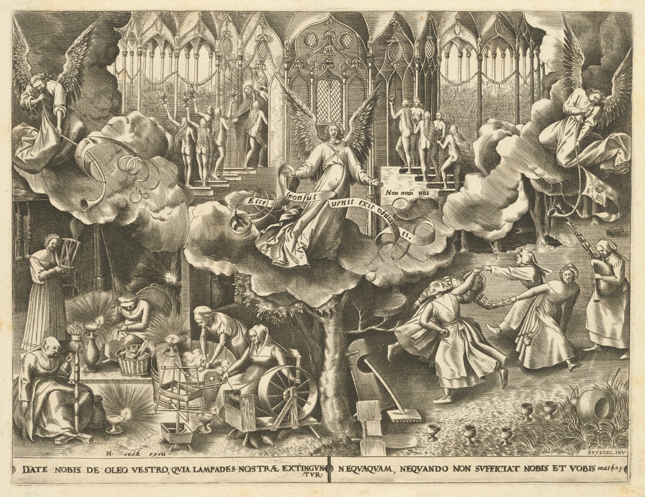 A Parábola das Virgens Sábias e Tolas de Philip Galle, after Pieter Bruegel the Elder