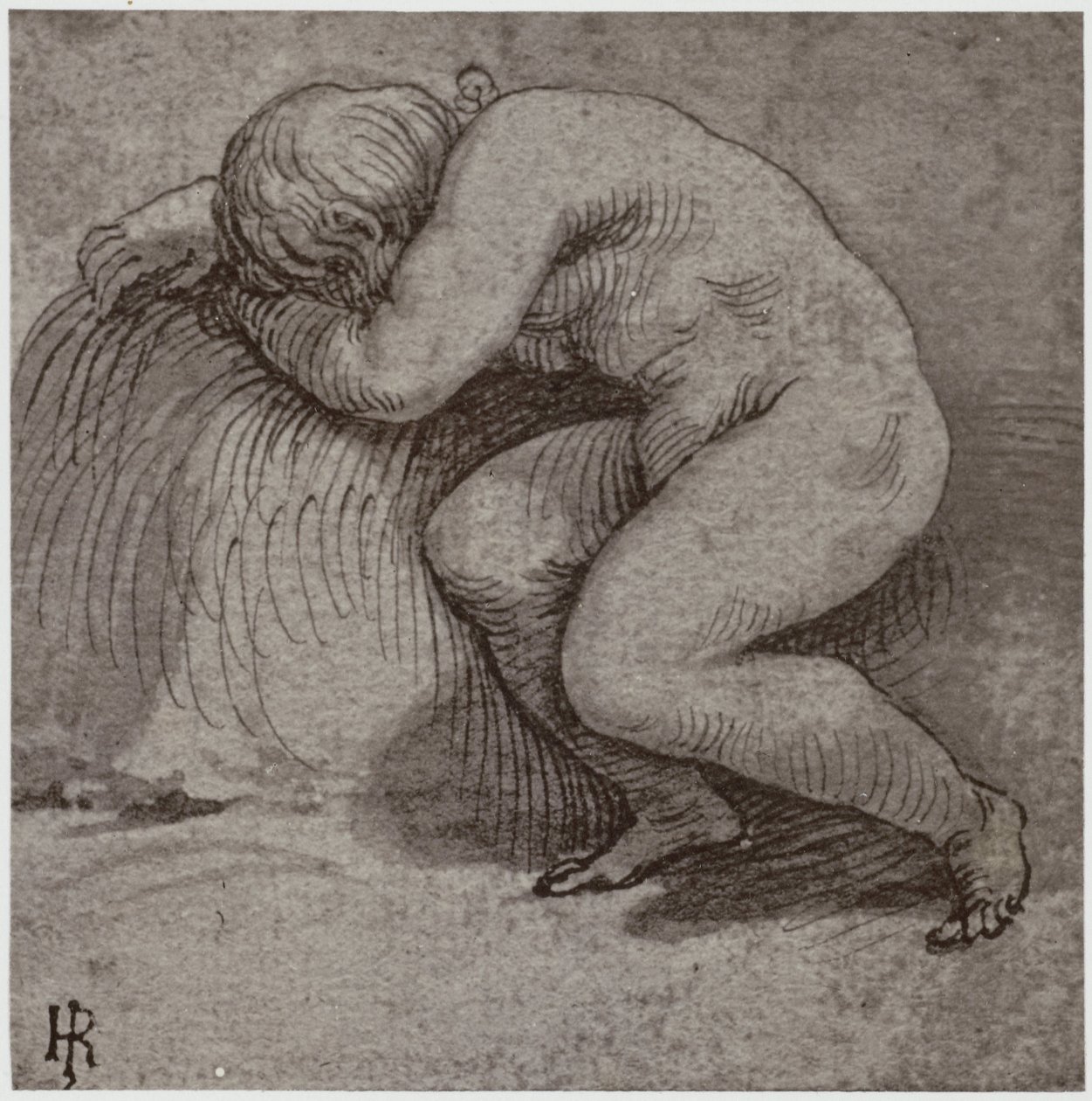 Giulio Romano, uma criança adormecida de Philip Henry Delamotte