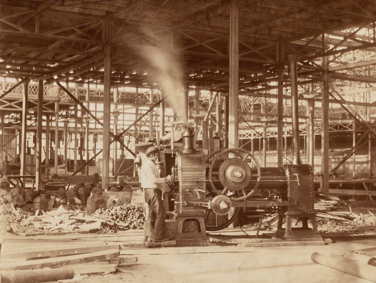 Motor a vapor perto do Grand Transept, Crystal Palace de Philip Henry Delamotte