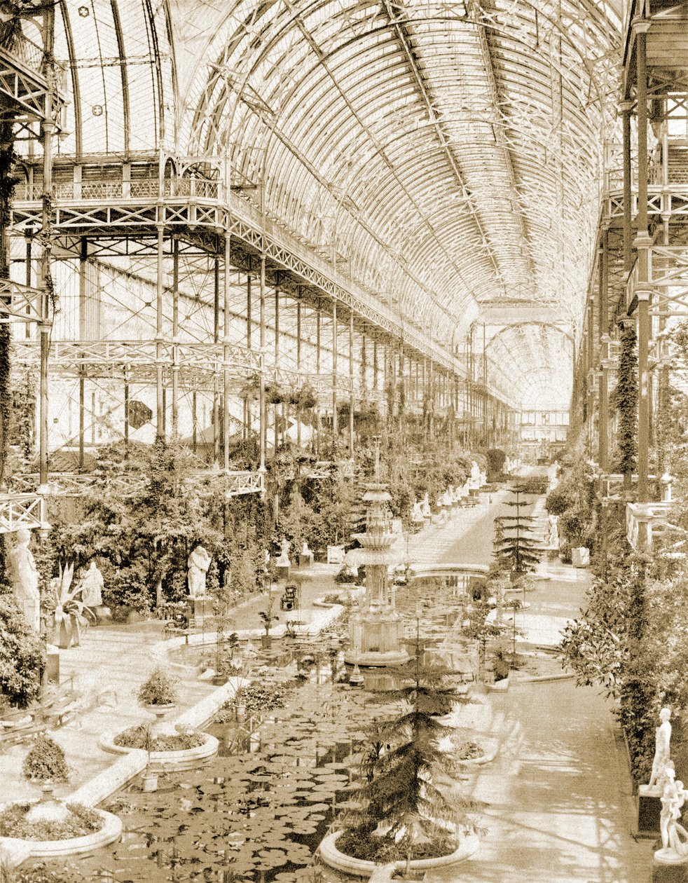 O interior da nave tirado da galeria acima do Ecrã da Rainha no extremo sul c.1859 (foto a p/b) de Philip Henry Delamotte