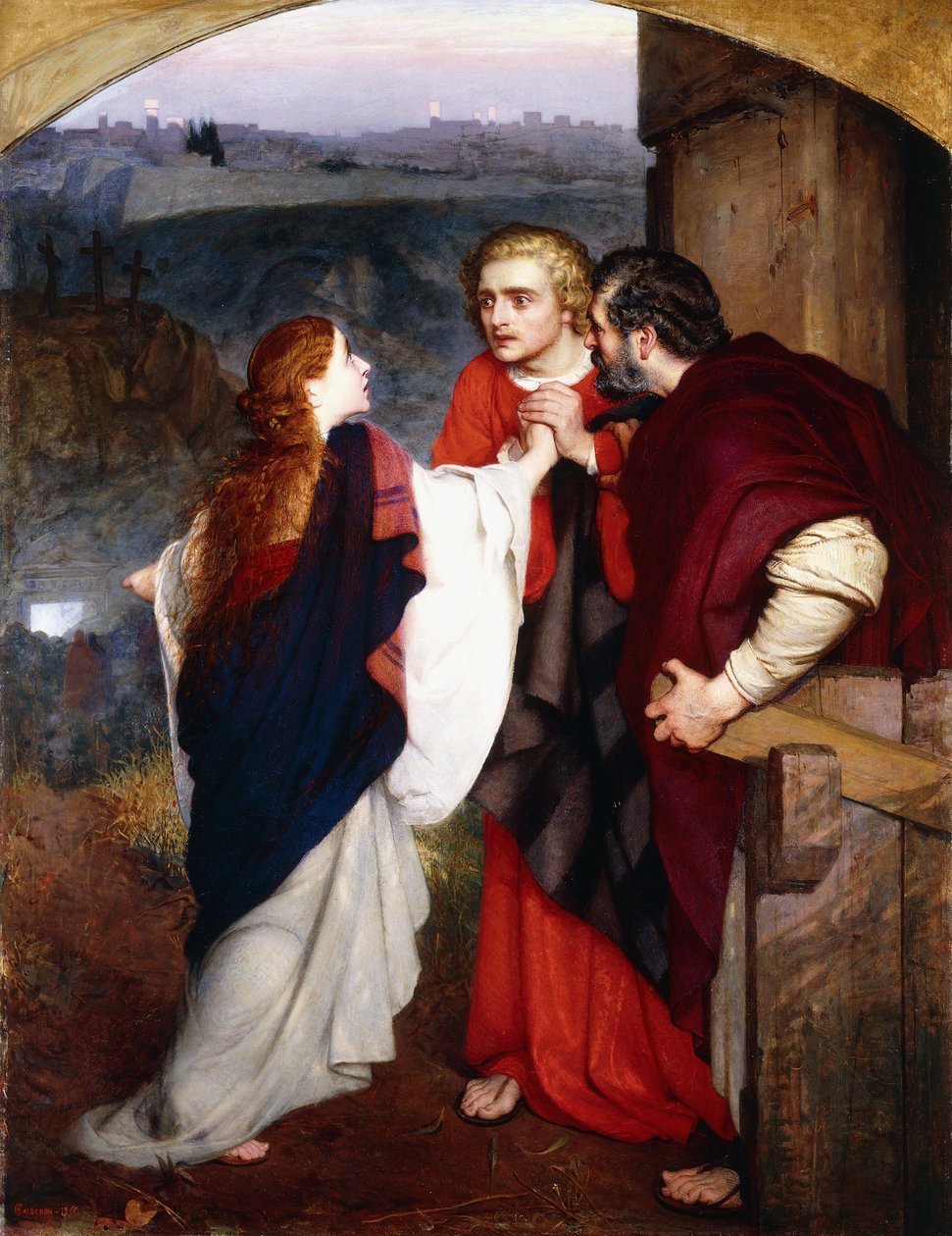 Maria Madalena dando as notícias da ressurreição aos discípulos, 1860 de Philip Hermogenes Calderon