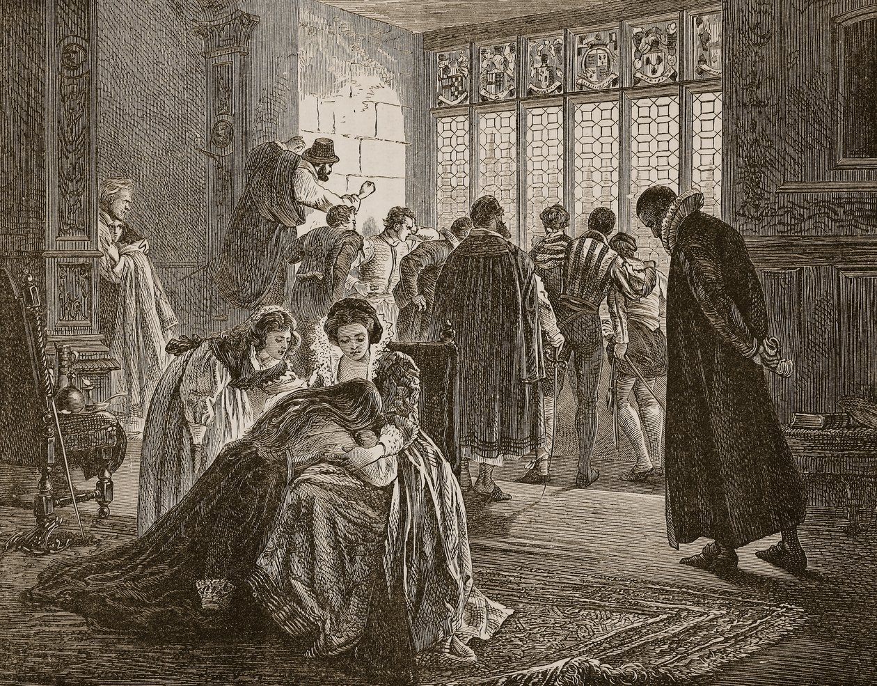 A embaixada inglesa durante o massacre de São Bartolomeu, ilustração de &39;História Ilustrada de Cassell da Inglaterra&39; (foto sépia) de Philip Hermogenes Calderon