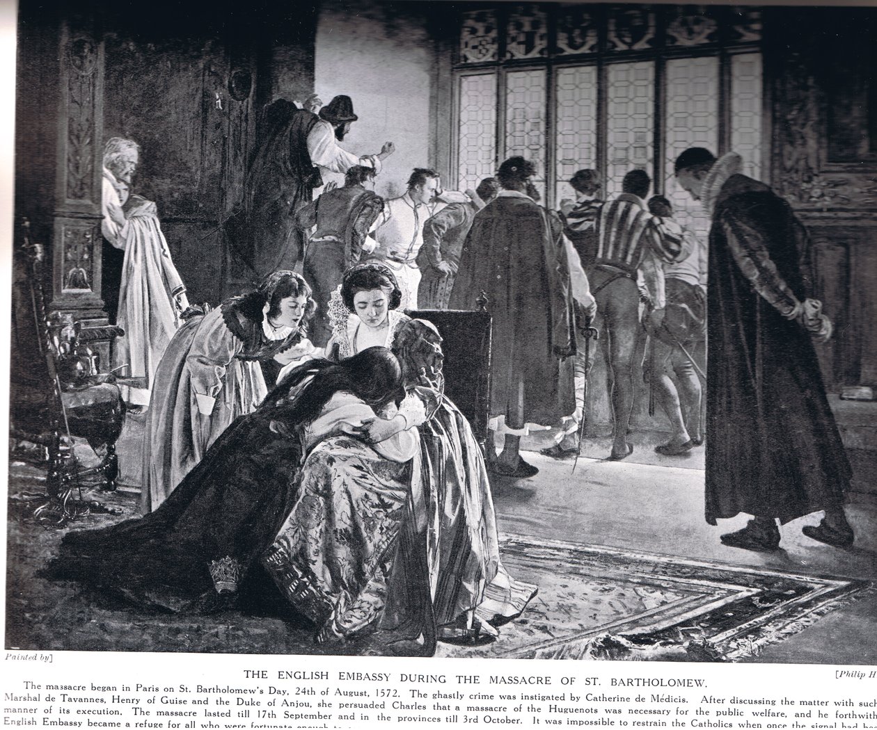 A embaixada inglesa durante o massacre de São Bartolomeu, ilustração da &39;História das Nações&39; de Hutchinson de Philip Hermogenes Calderon