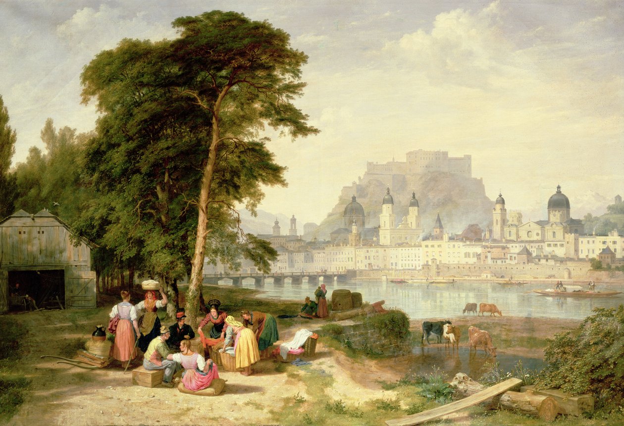 Cidade de Salzburgo, o Palácio do Arcebispo na Rocha de Philip Hutchins Rogers