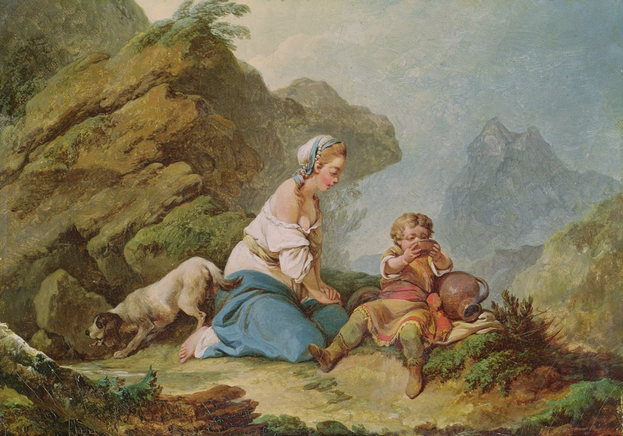 Agar assistindo seu filho bebendo de Philippe Jacques de Loutherbourg