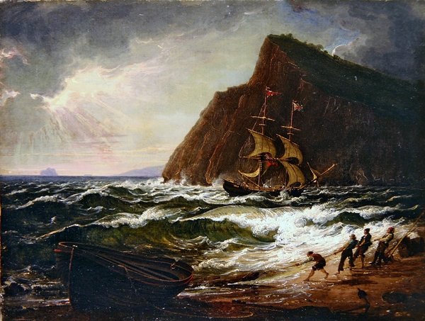 Atravessando a Barra da Boca do Rio Teign (óleo sobre tela) de Philip James de Loutherbourg