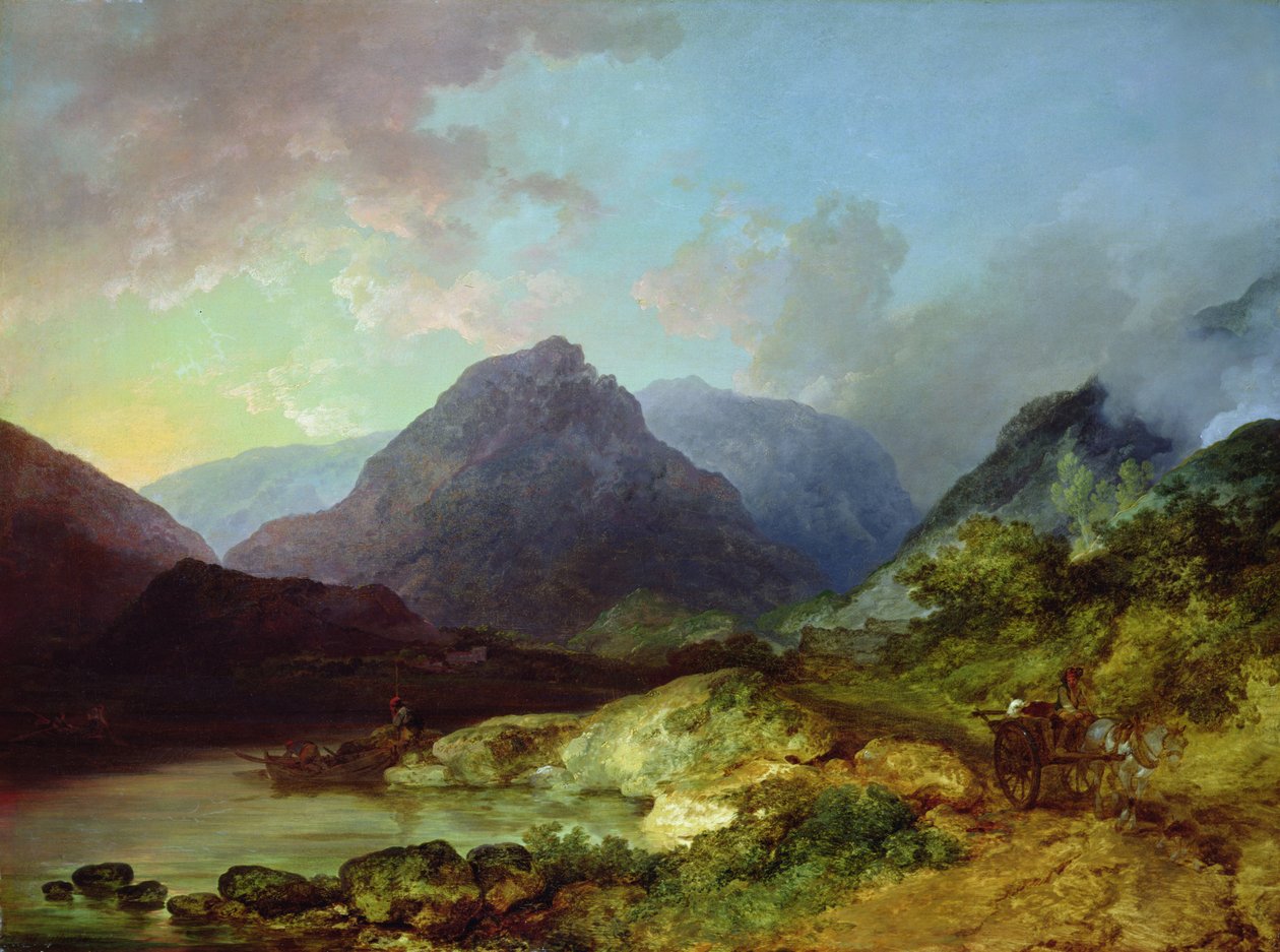 Paisagem no Lake District (óleo sobre tela) de Philip James de Loutherbourg