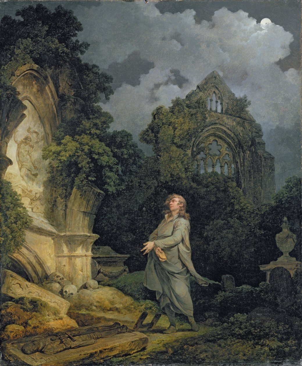 Visitante de um cemitério ao luar de Philip James de Loutherbourg