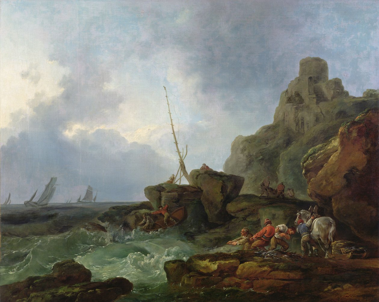 Os Naufragadores (Pescadores que puxam as suas redes em mar agitado) de Philip James de Loutherbourg
