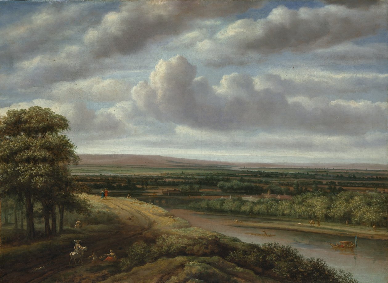 Uma extensa paisagem arborizada, década de 1670. de Philip Koninck