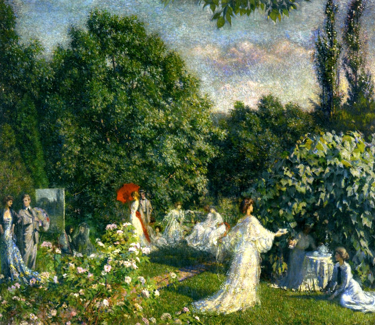 Uma festa de jardim, c.1890-99 de Philip Leslie Hale
