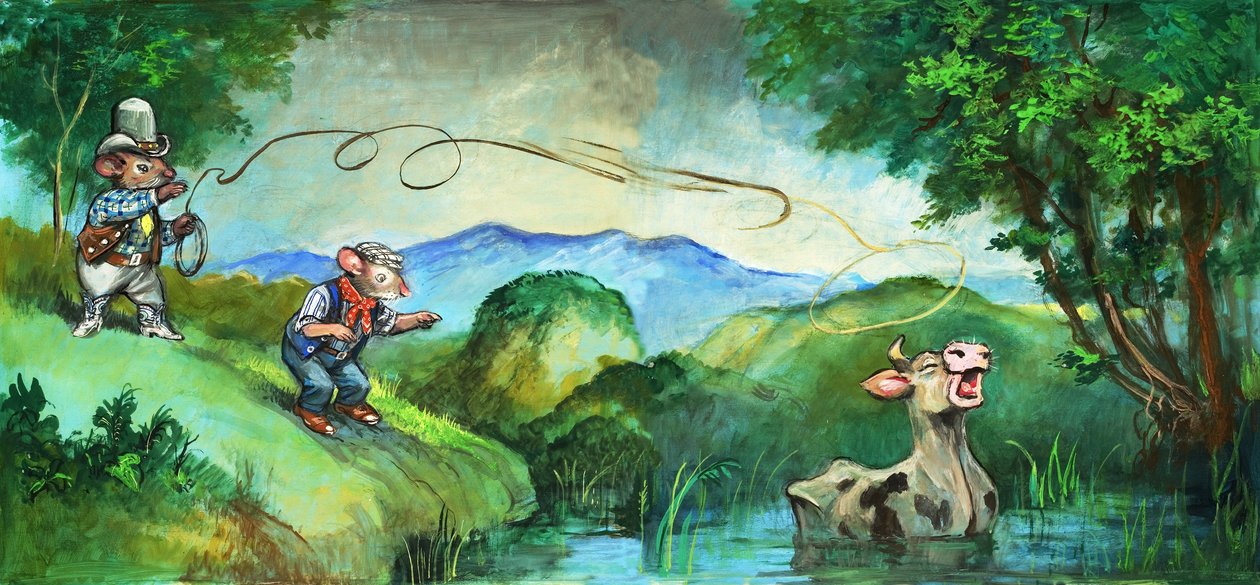 Rato da cidade e rato do campo (guache sobre papel) de Philip Mendoza