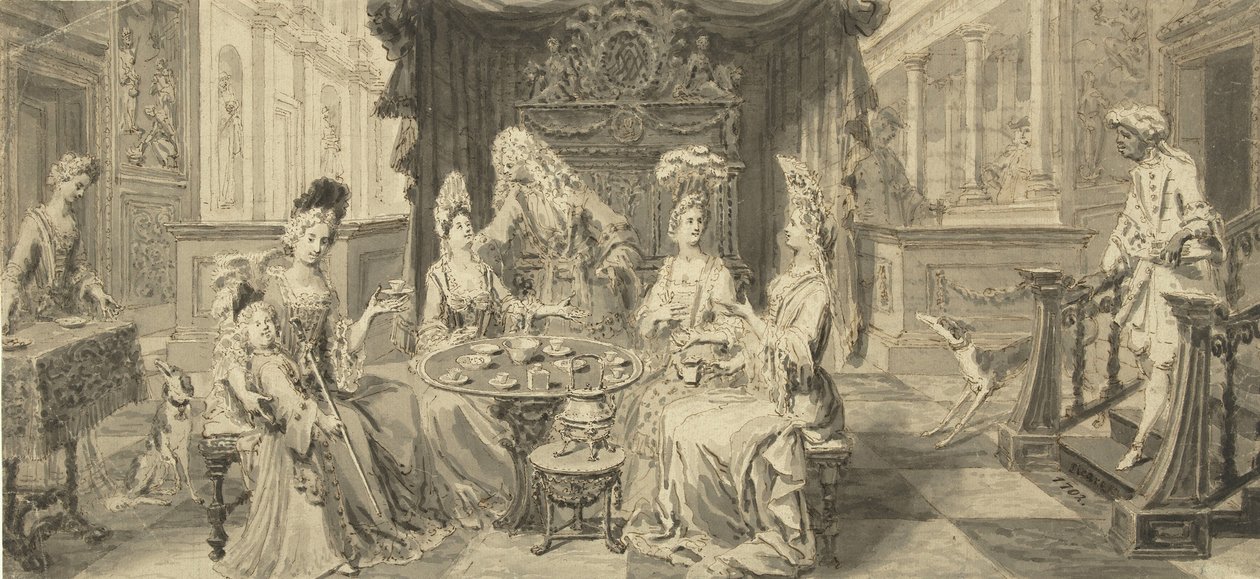 Sociedade elegante na mesa redonda, um 1700 de Philip Tidemann