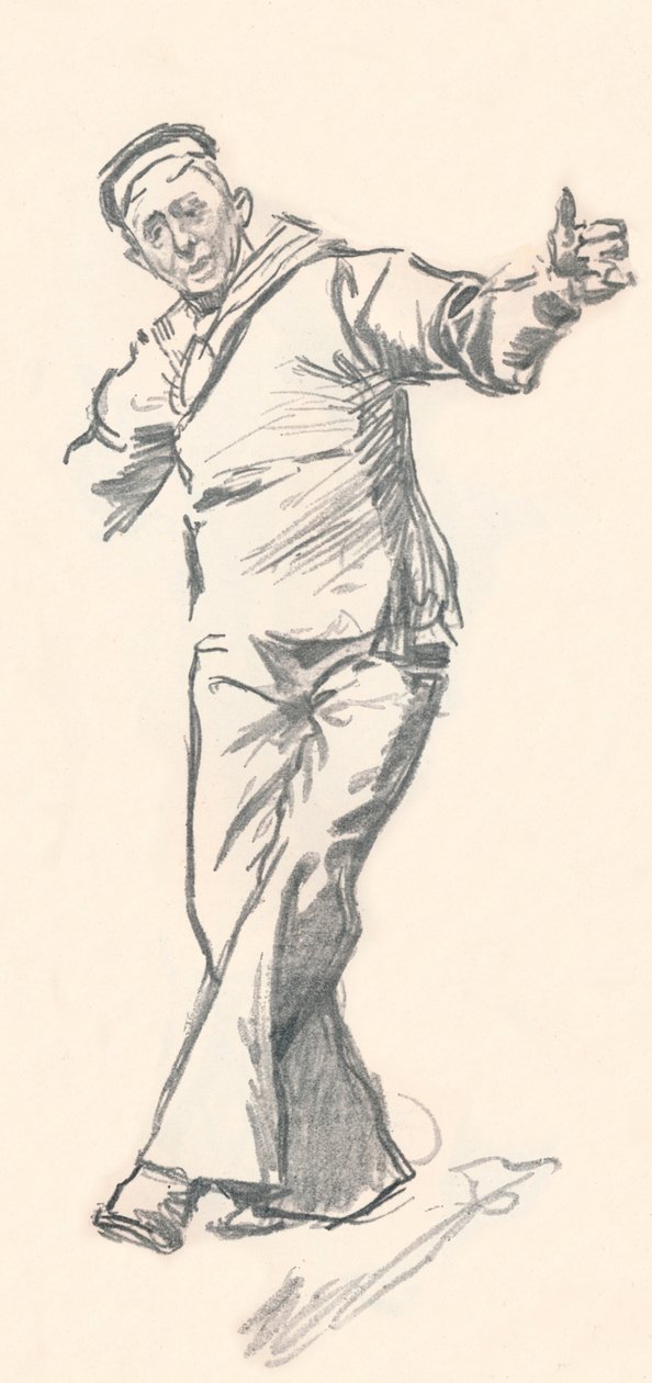 Desenho a lápis de chumbo por Phil May, século c19th 1903-1904 de Philip William May