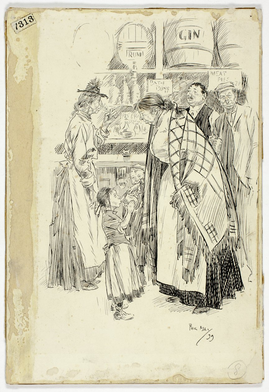 London East End: Sketch em uma loja de gin East End de Philip William May