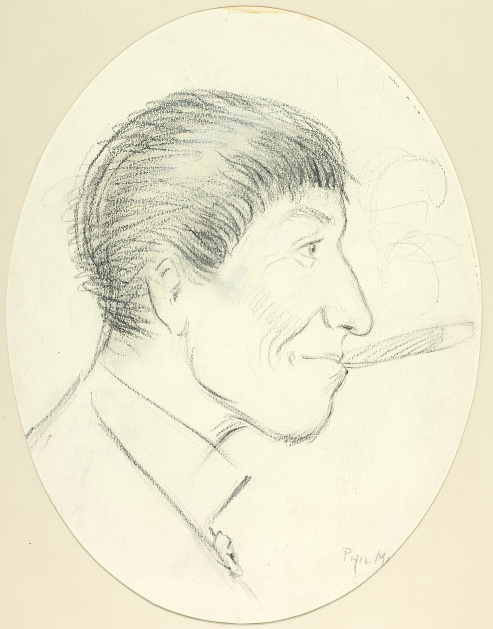 Perfil do homem fumando charuto de Philip William May