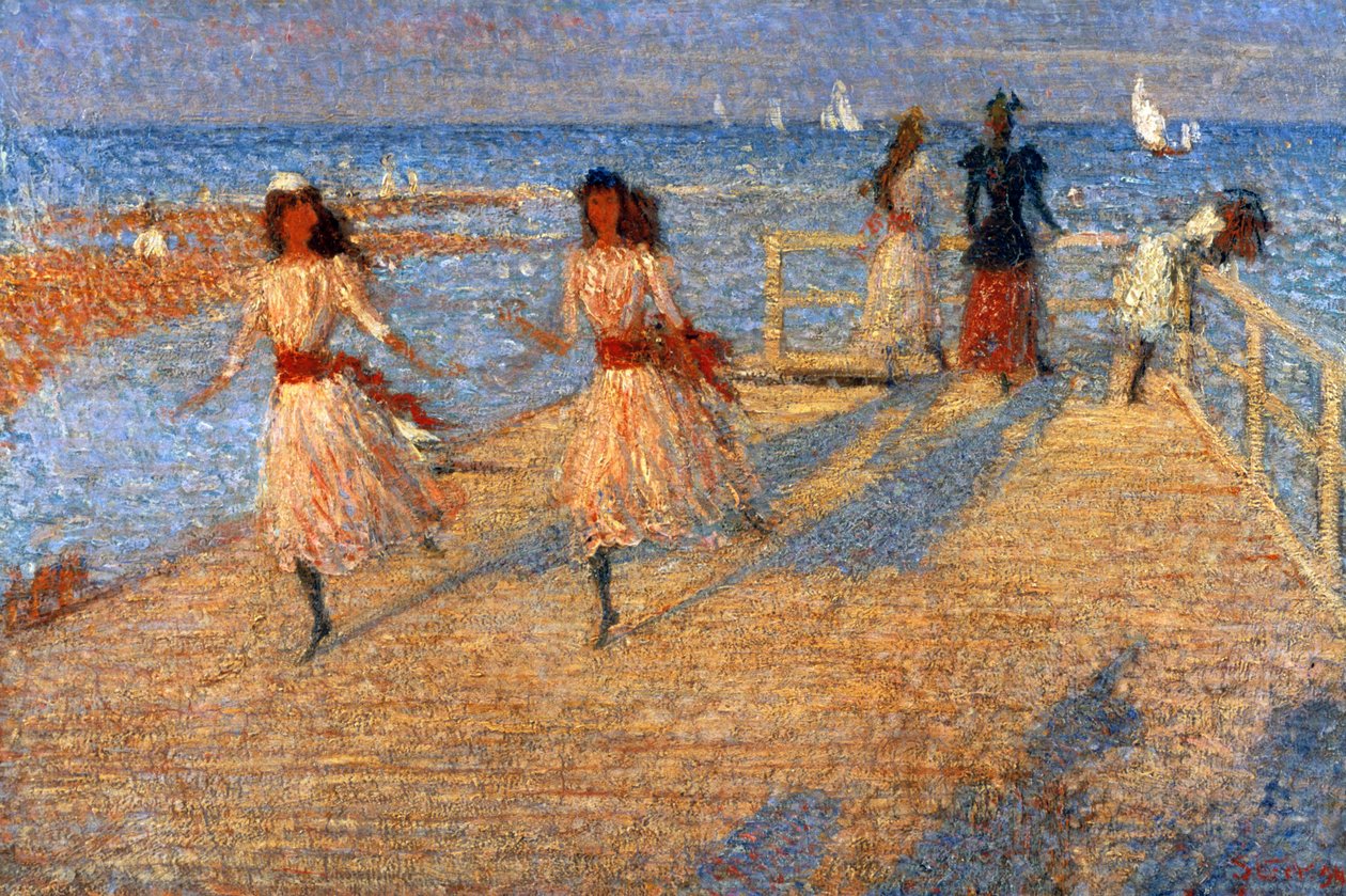 Meninas correndo, Walberswick Pier, 1888-1894 de Philip Wilson Steer