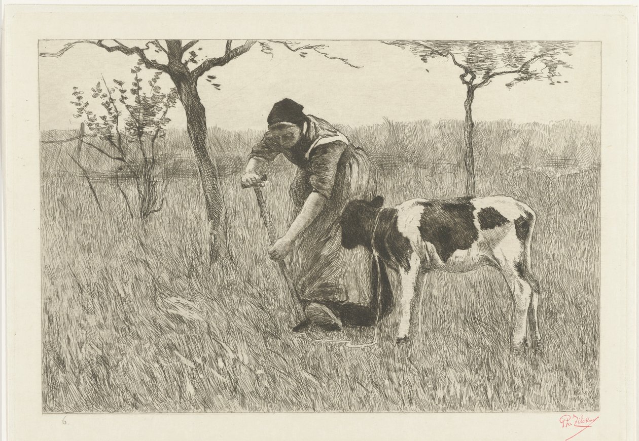Cavando a esposa do fazendeiro com bezerro Le veau (título original) de Philip Zilcken (signed by artist)