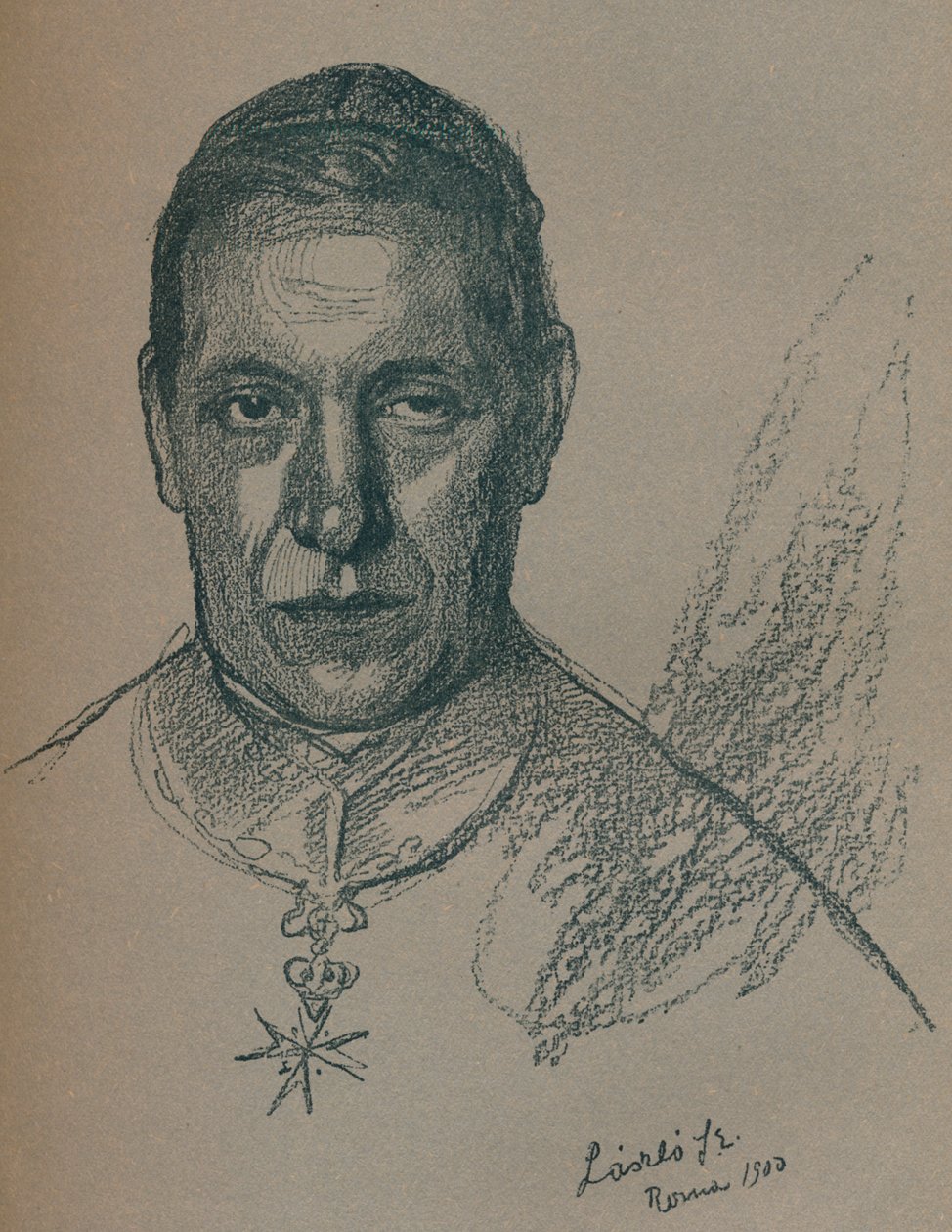 Esboço-Retrato de Sua Eminência Cardeal Rampolla, 1900 1901-1902. Artistas: Fulop Laszlo, Philip A de Laszlo. de Philip de László