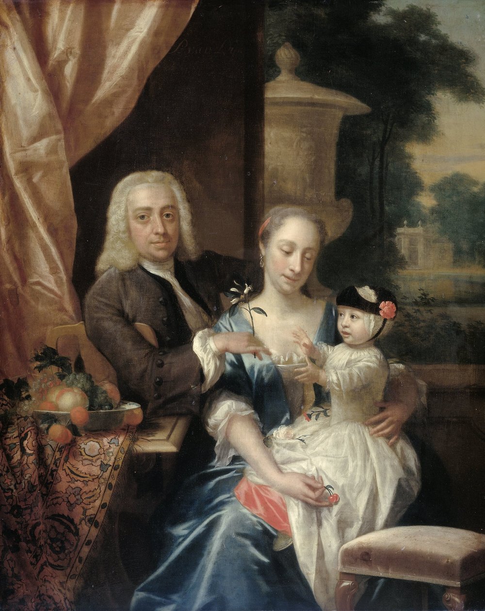 Isaac Parker (1702-1755), sua esposa Justina Johanna Ramskrammer (1702-1798) e seu filho Willem Alexander (1740-1747) de Philip van Dijk