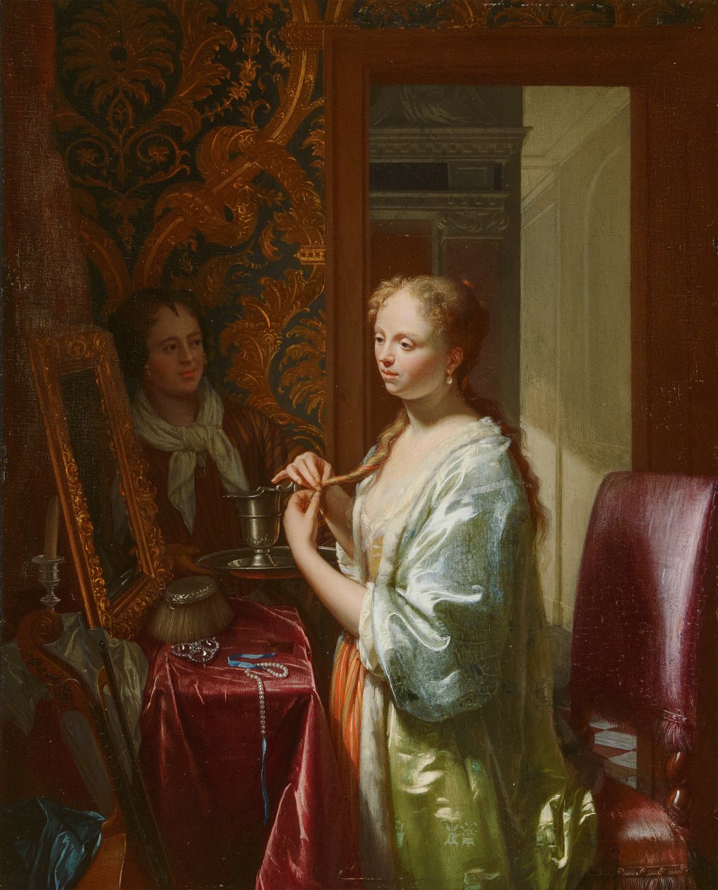 Senhora em seu banheiro, c.1720 de Philip van Dijk
