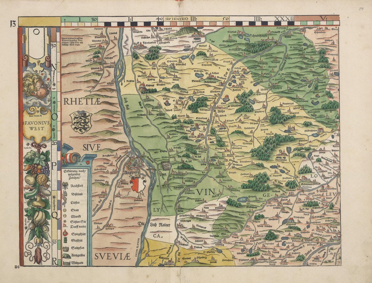 Tábuas de terra bávaras de 1568 (tabela 13) de Philipp Apian