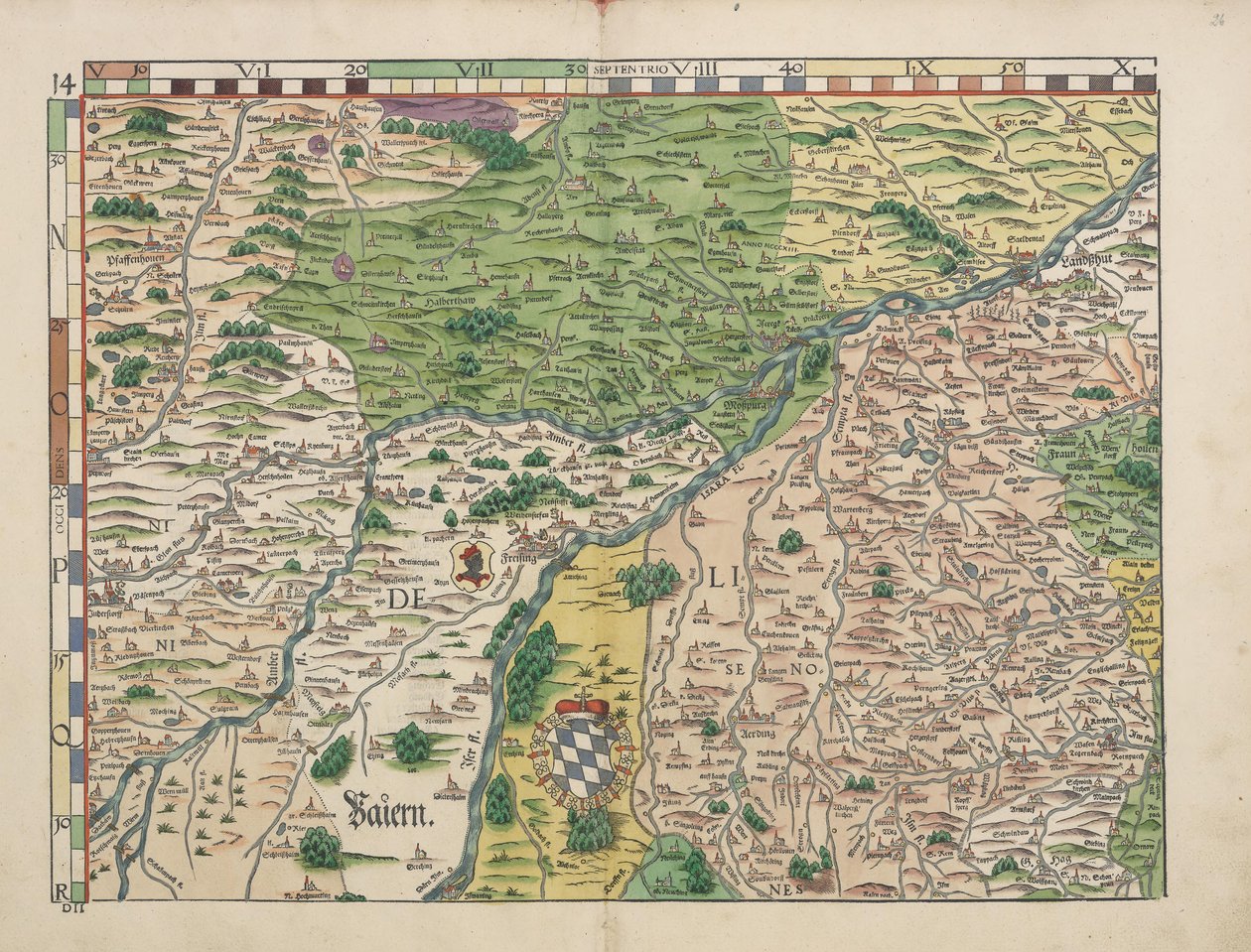 Tábuas de terra bávaras de 1568 (tábua 14) de Philipp Apian