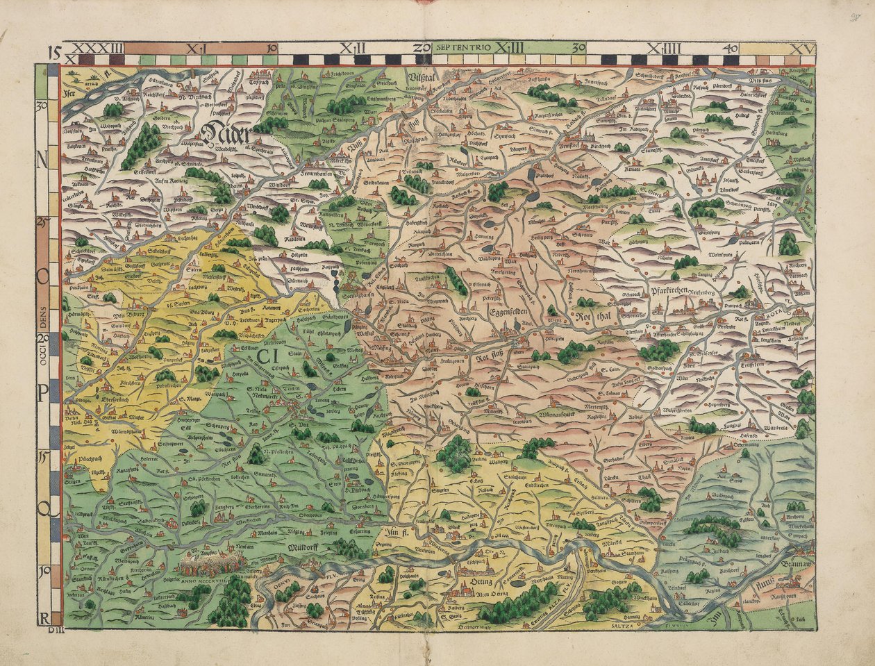 Placas da terra da Baviera a partir de 1568 (quadro 15) de Philipp Apian