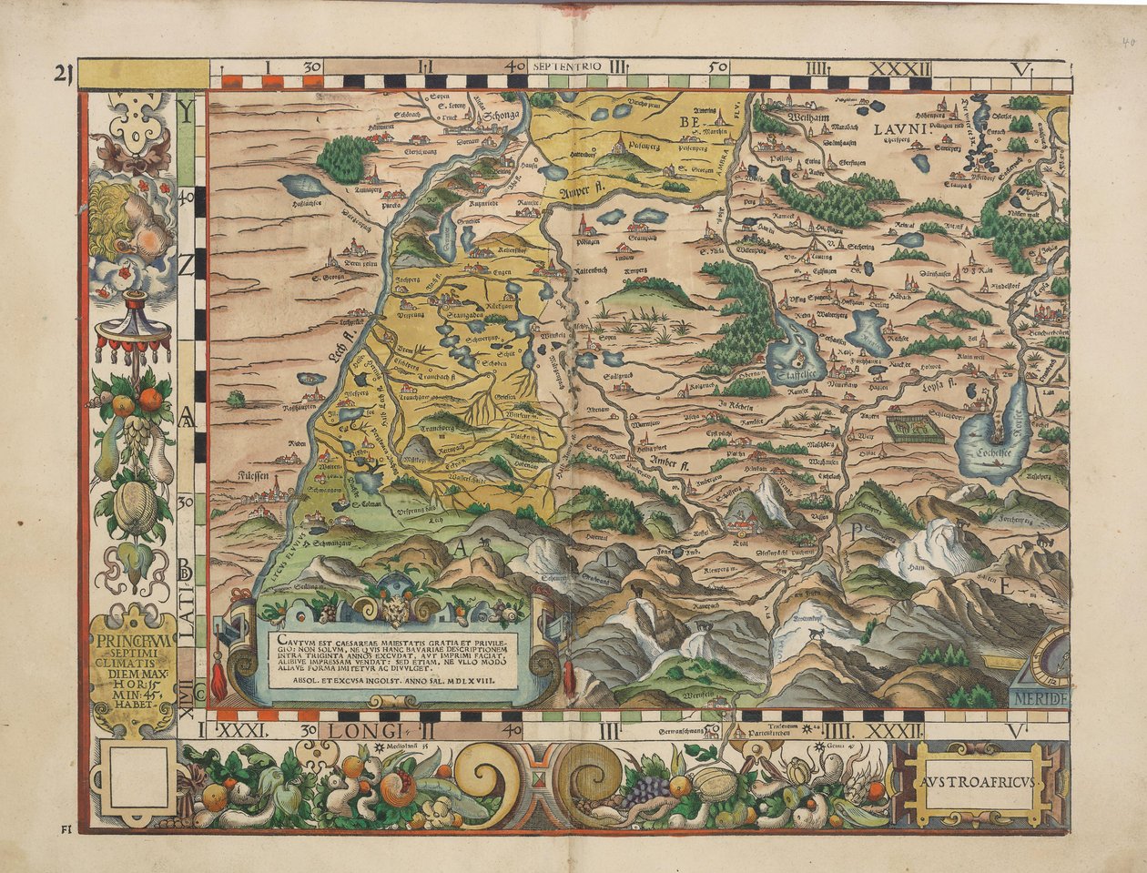 Placas da terra da Baviera de 1568 (Plate 21) de Philipp Apian