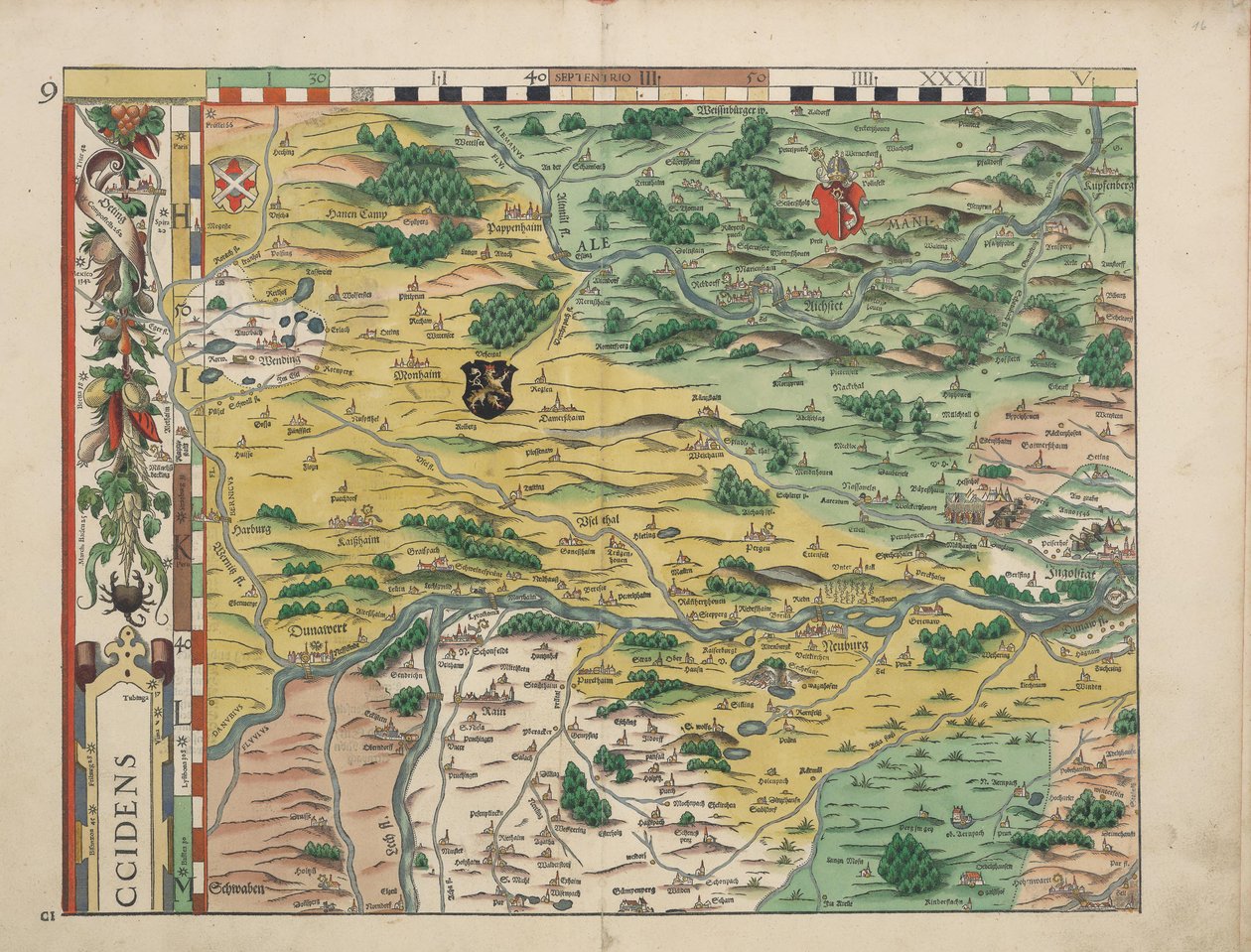 Tábuas de terra bávaras de 1568 (tabela 9) de Philipp Apian