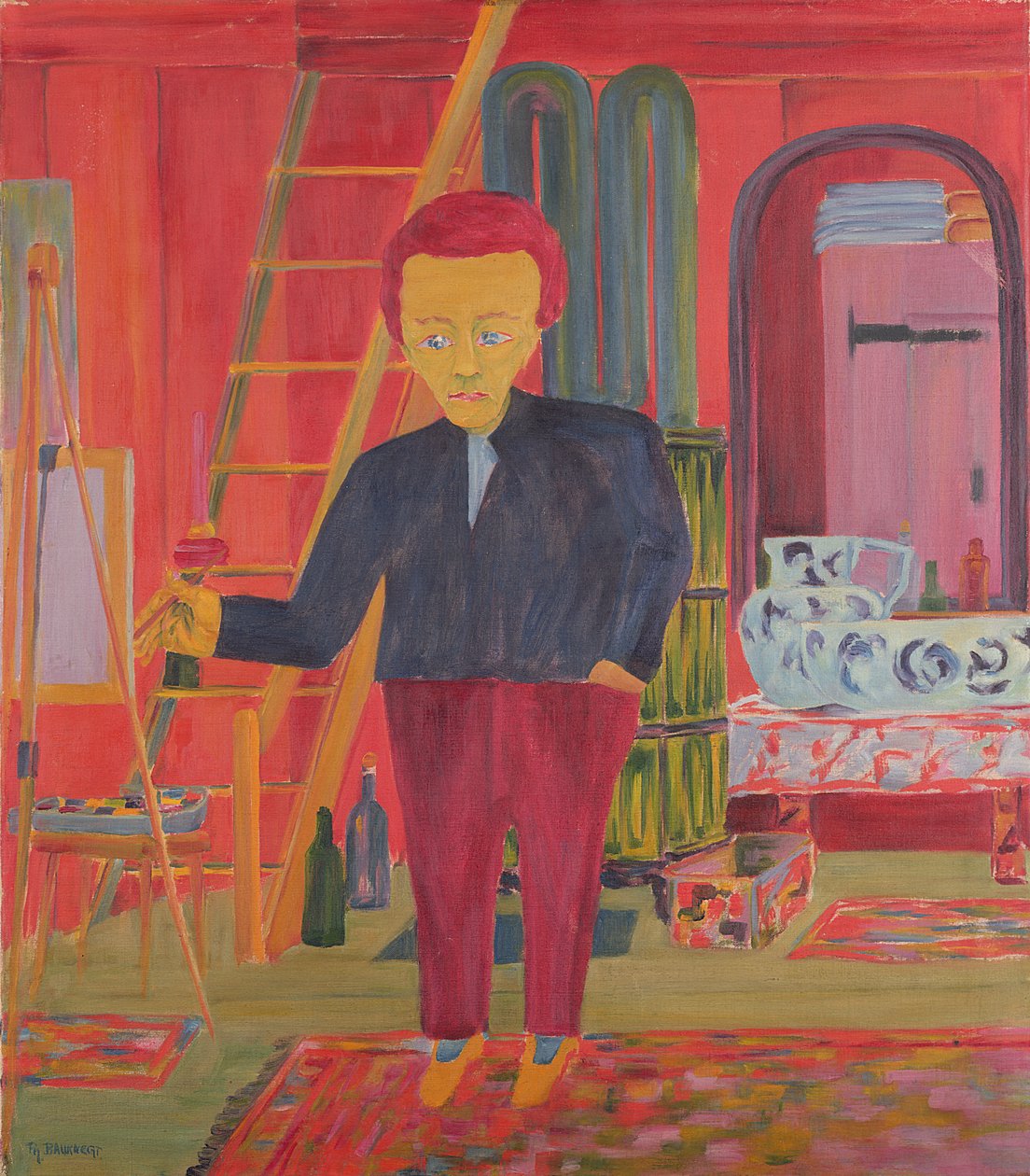 O pintor Ernst Ludwig Kirchner posando para um retrato em Davos de Philipp Bauknecht