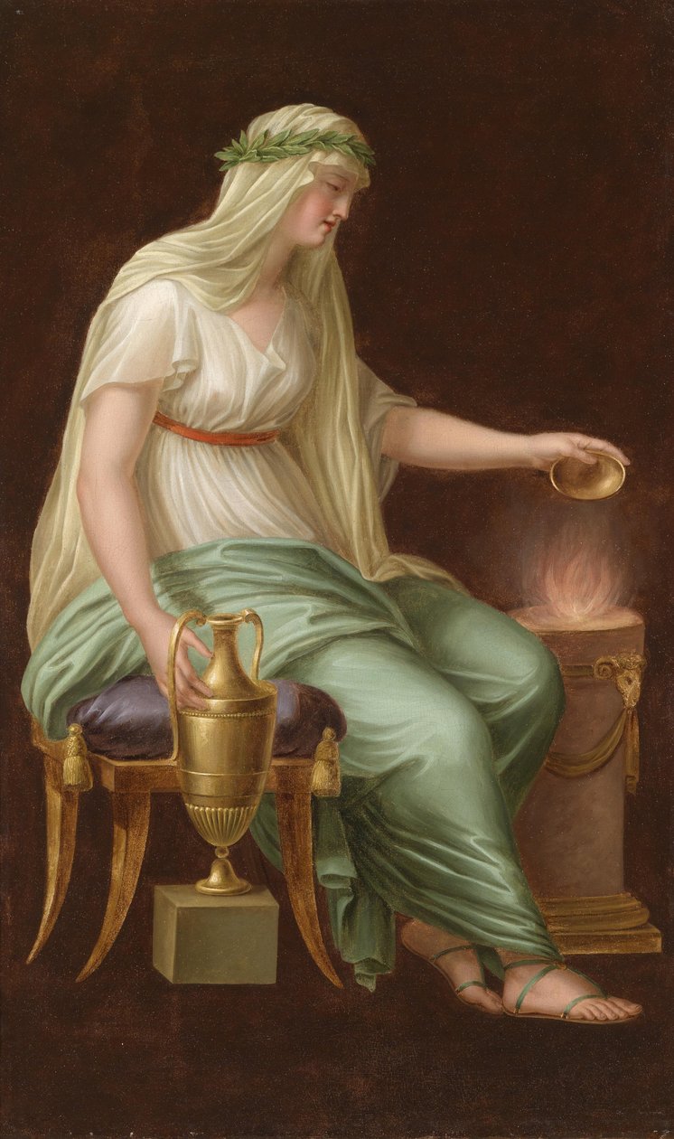 Um vestal sentado junto ao fogo de Philipp Friedrich von Hetsch