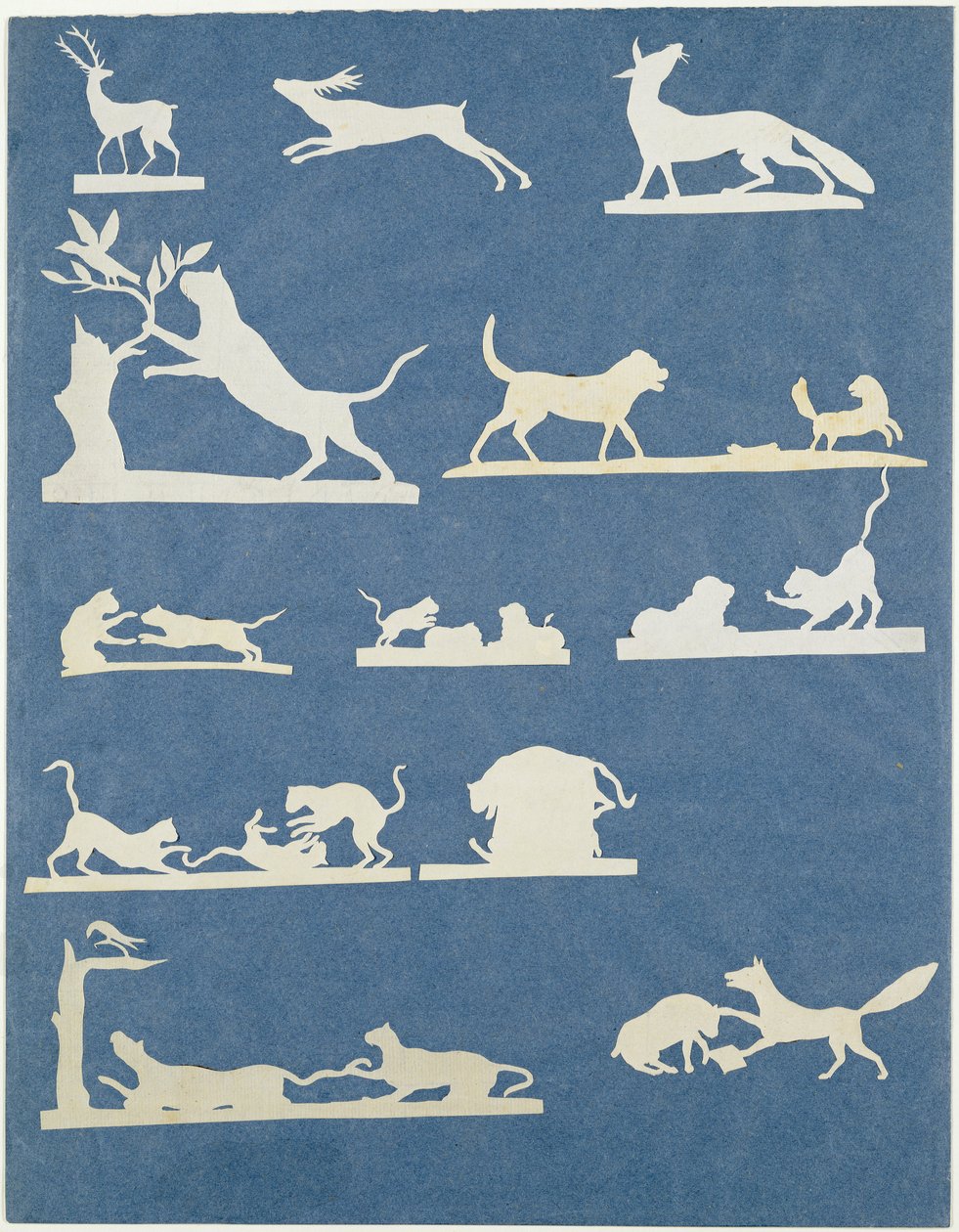 Cenas de Animais e Brincando Gatos (colagem sobre papel) de Philipp Otto Runge