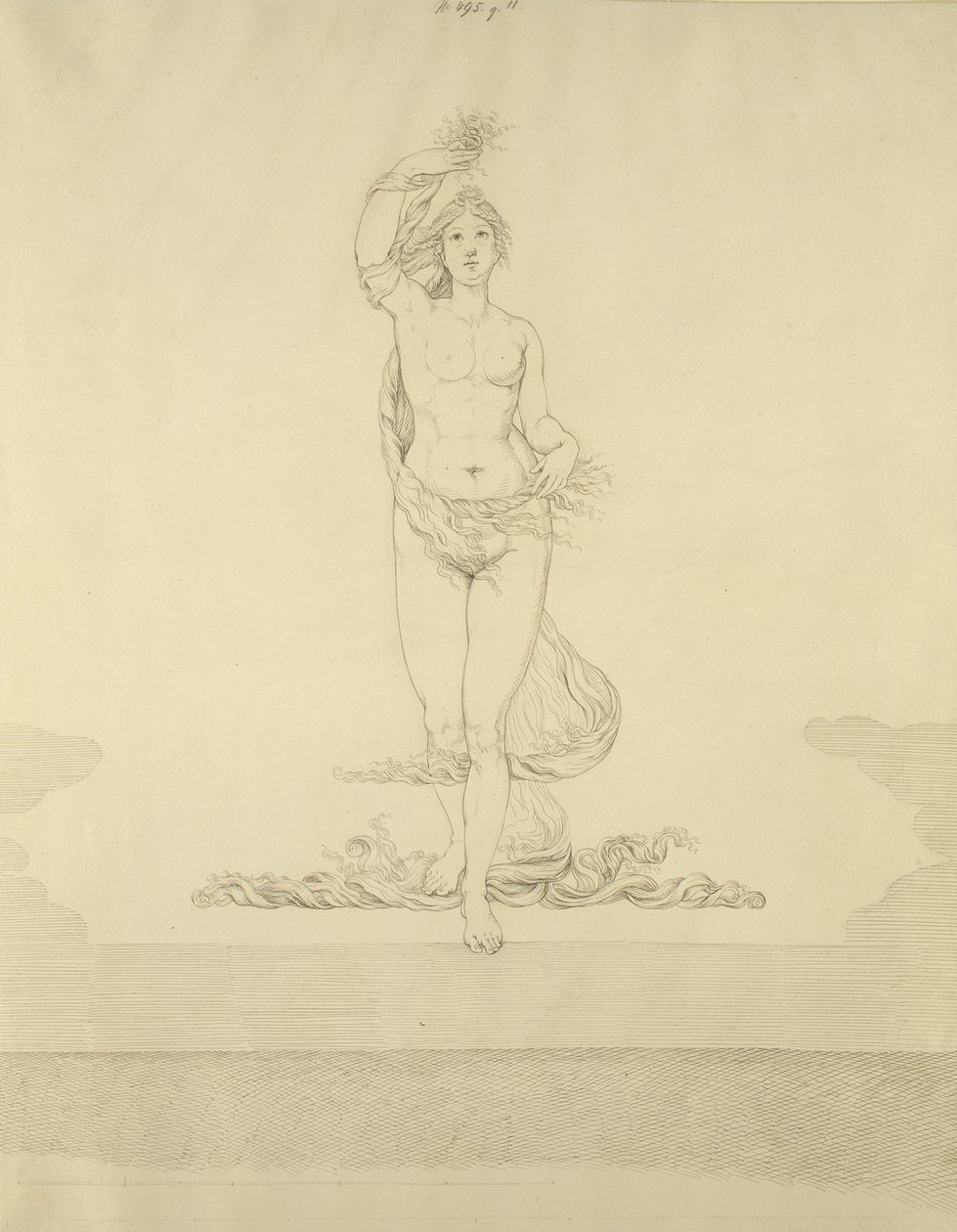 Aurora, 1807 (caneta e tinta cinza com traço de chumbo no papel) de Philipp Otto Runge
