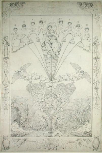 Noite (calado de cobre), 1803 (caneta e tinta preta no papel) de Philipp Otto Runge