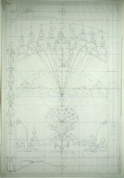 Noite (estudo preparatório), 1803 (caneta e tinta preta sobre lápis sobre papel) de Philipp Otto Runge
