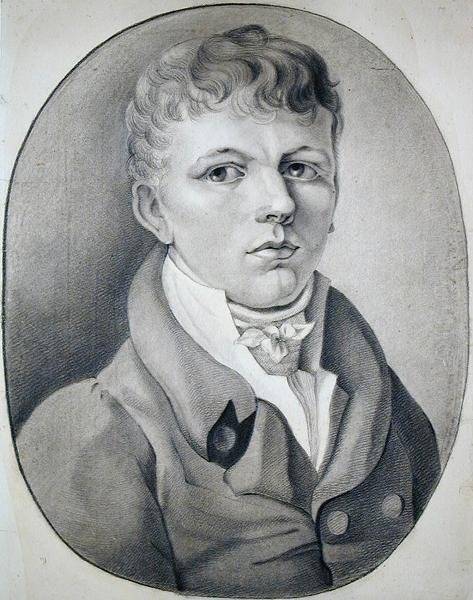 Retrato de Gustav Runge, 1799 (giz preto sobre papel) de Philipp Otto Runge