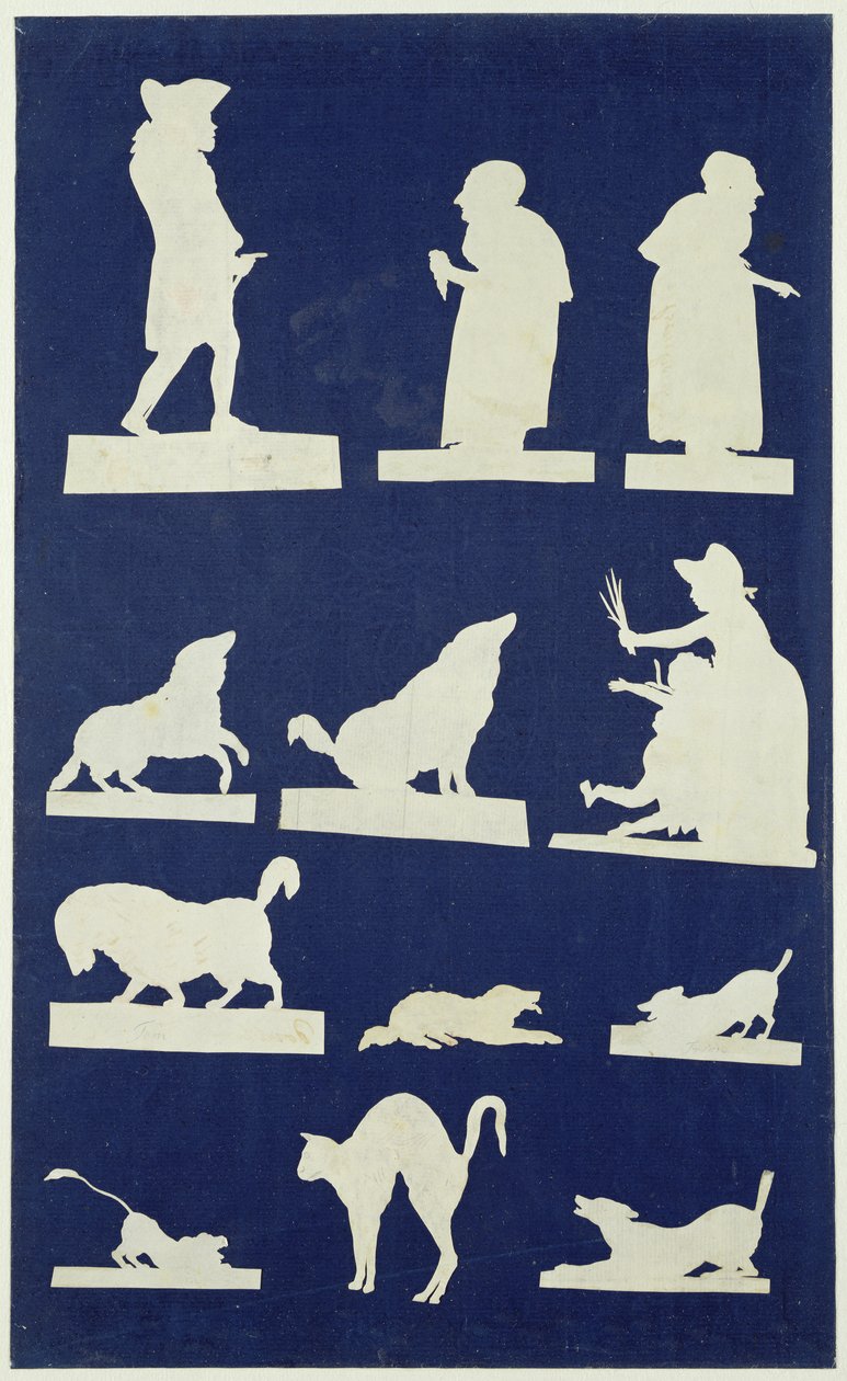 Estudo de figuras e animais (colagem sobre papel) de Philipp Otto Runge
