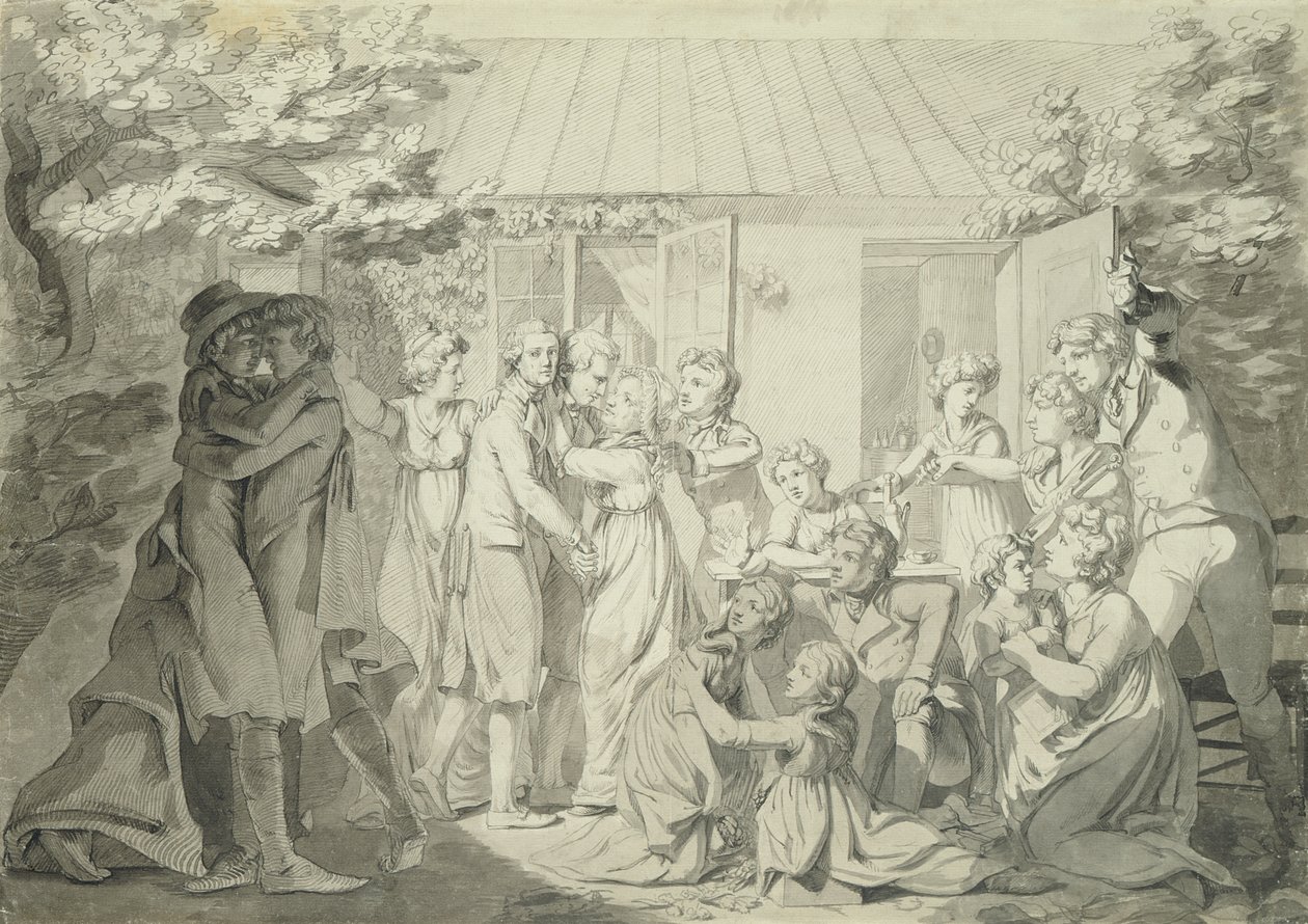 O regresso a casa do filho, 180001 (caneta e tinta sobre papel) de Philipp Otto Runge