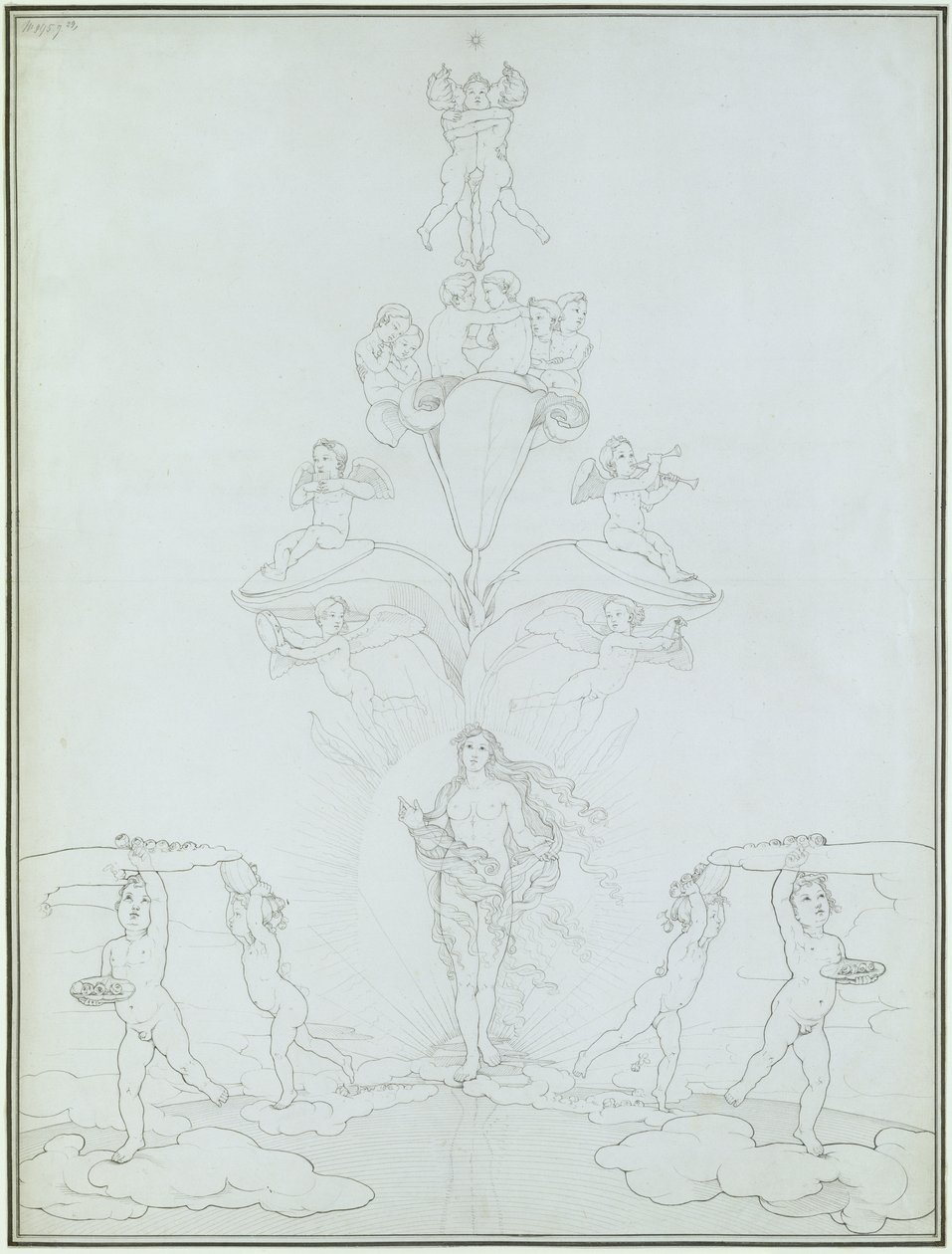 The Morning, 1803 (tinta no papel) de Philipp Otto Runge