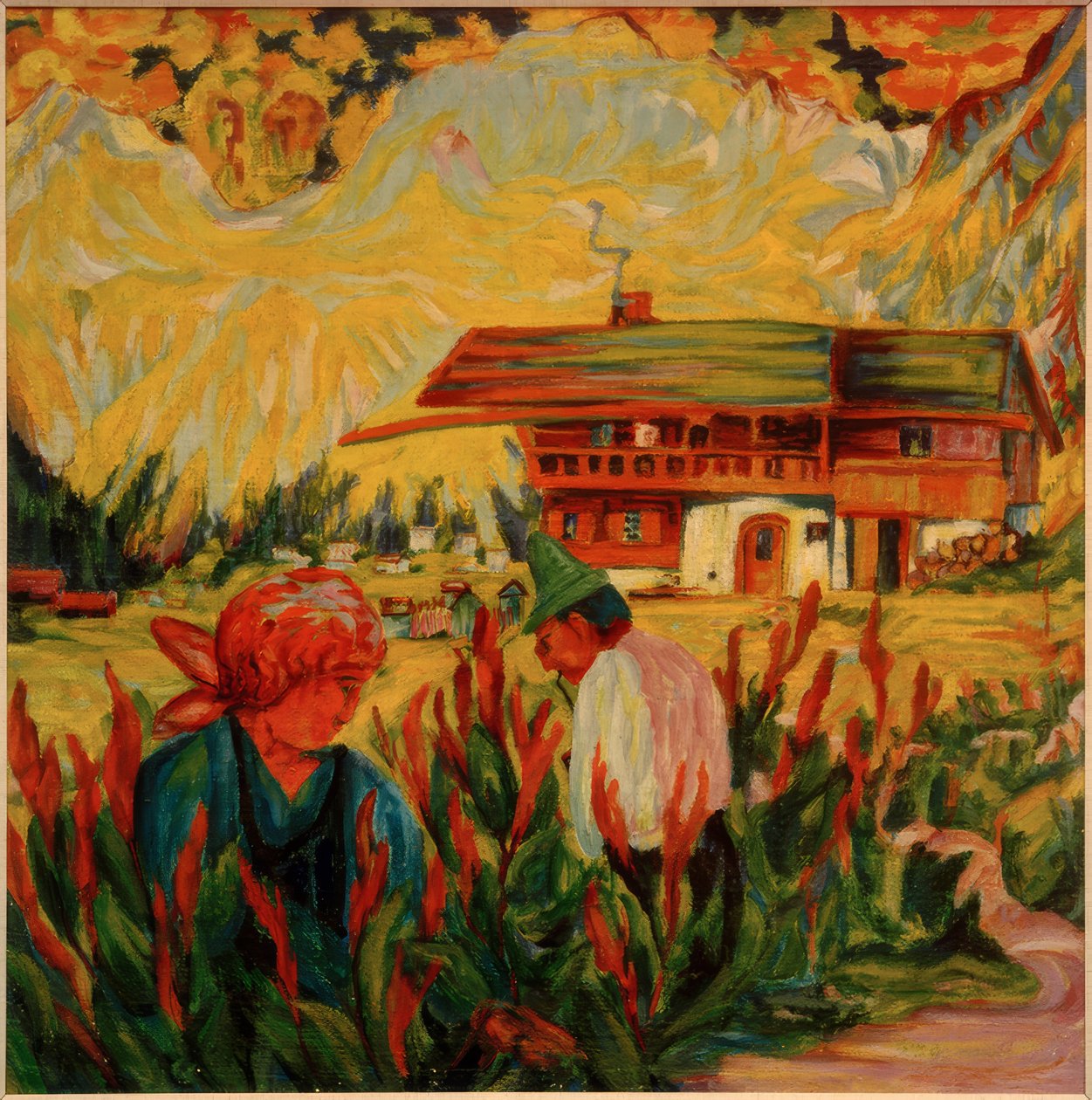 Casal de agricultores no jardim de Philipp Bauknecht