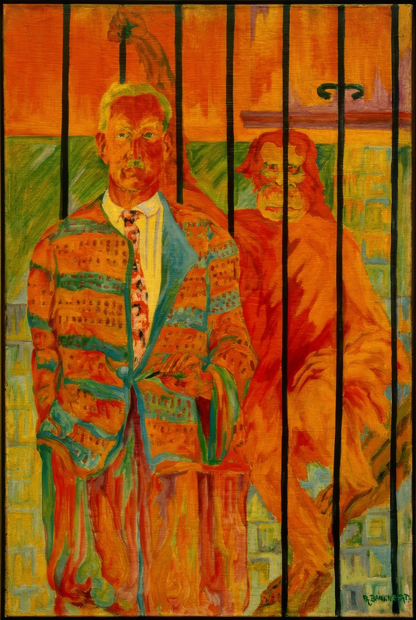 Auto-retrato com orangotango de Philipp Bauknecht