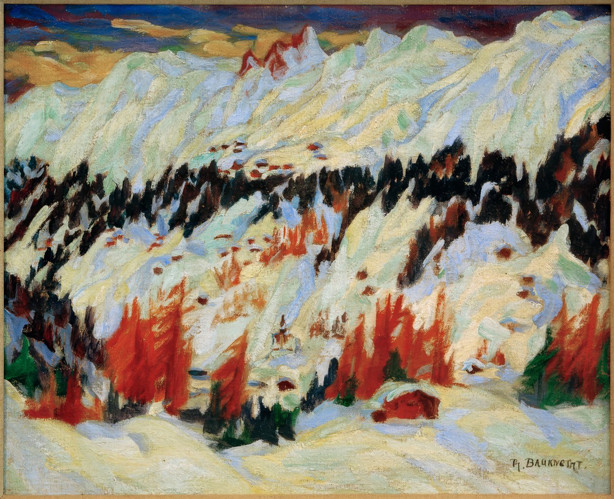 Paisagem do inverno perto de Davos Frauenkirch, (paisagem do inverno perto de Davos Glacis) de Philipp Bauknecht