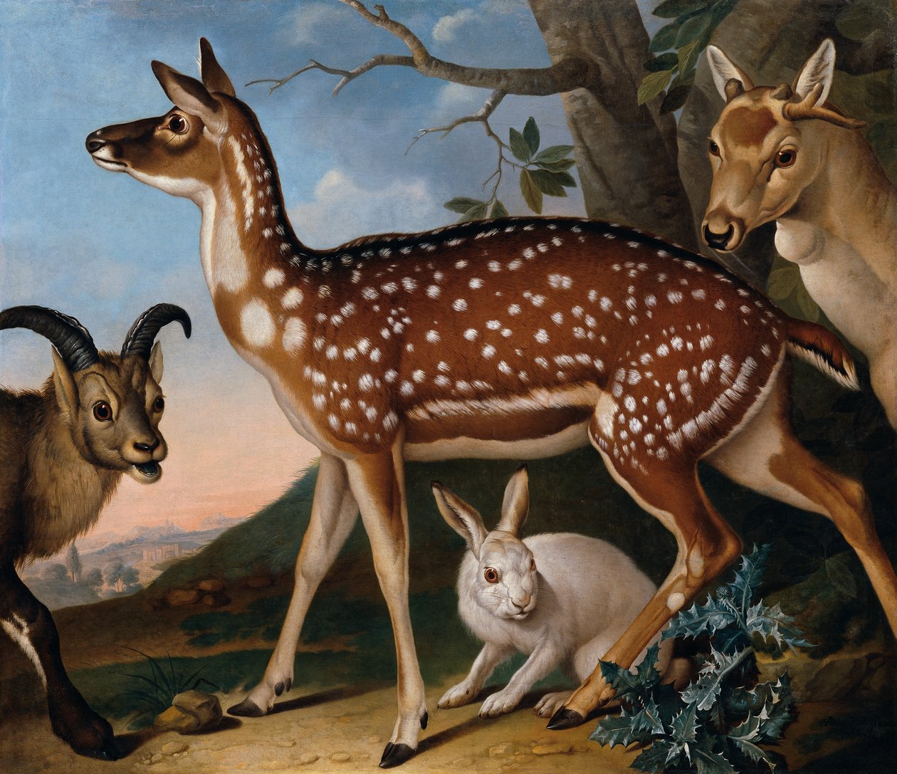 Veado, ibex e lebre de Philipp Ferdinand de Hamilton