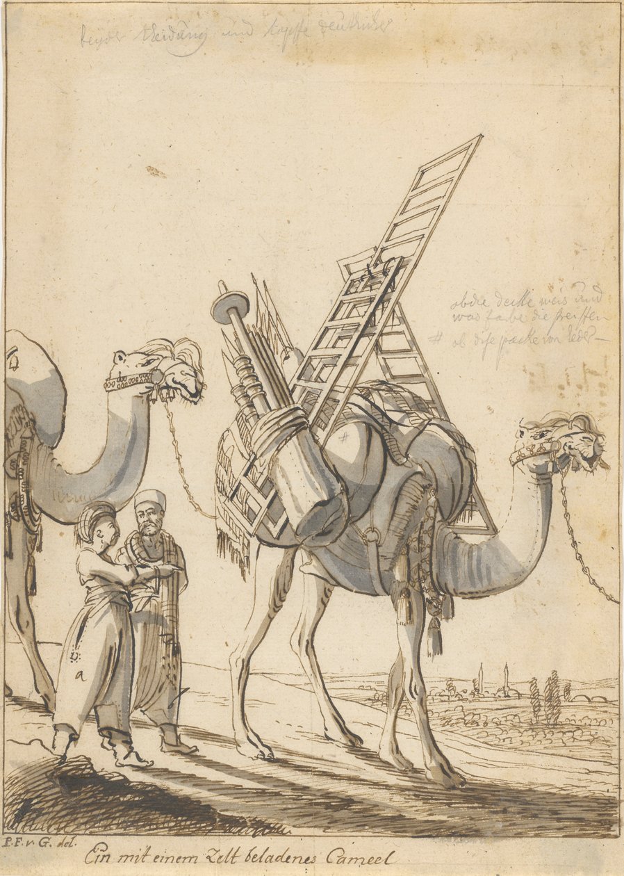Ein mit einem Zelt Beladen Cameel (Homem com um Camelo de Tent-Laden) de Philipp Ferdinand von Gudenus