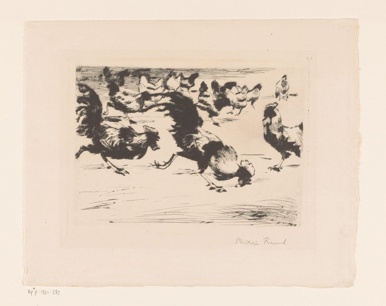 Galos e galinhas de Philipp Franck (signed by artist)