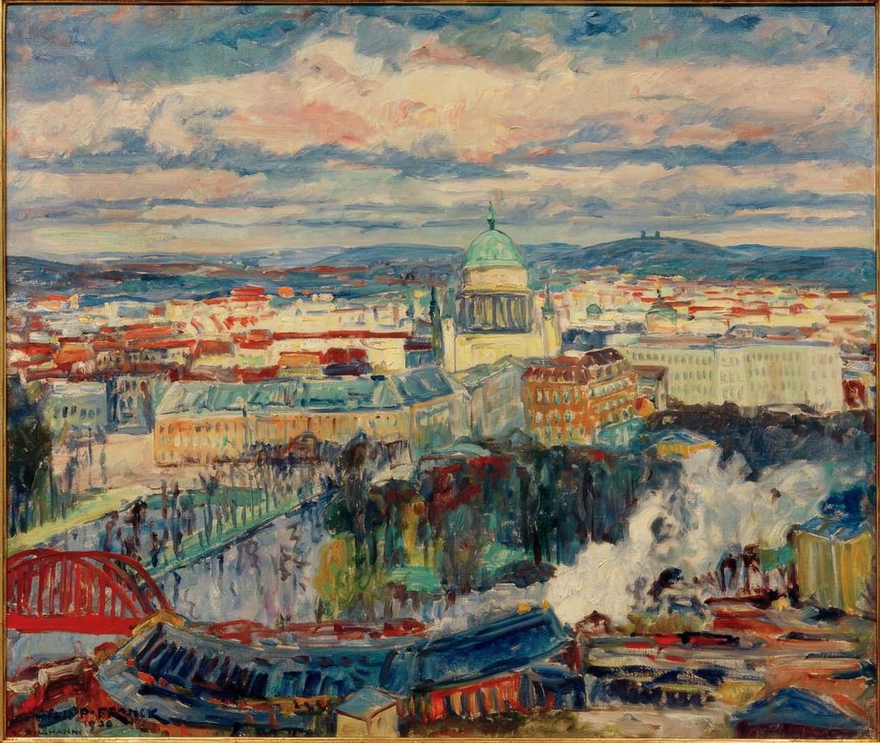 Vista de Potsdam com a Nicolaikirche de Philipp Franck