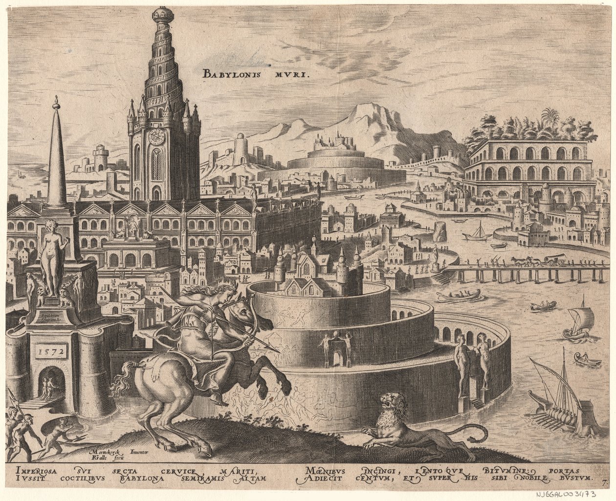Die Mauern von Babylon da série Oitava Maravilha do Mundo Depois de Maarten van Heemskerck, 1572 de Philipp Galle