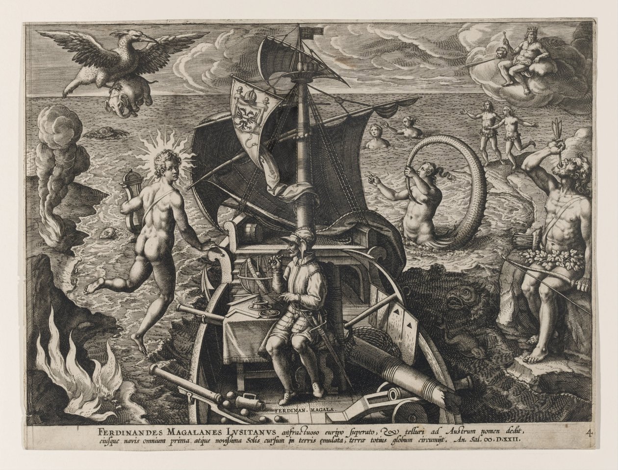 Ferdinandes Magallanes Portugal americanos Retectio, 1591 de Philipp Galle